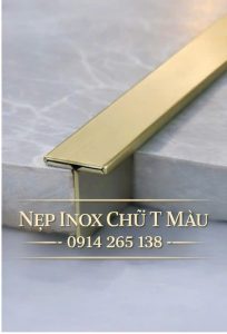 Nẹp Inox Chữ T 20 Vàng Xước 2