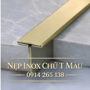 Nẹp Inox Chữ T 20 Vàng Xước 2
