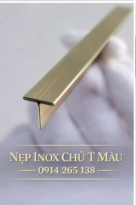 Nẹp Inox Chữ T 20 Vàng Xước 3