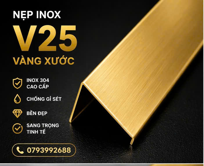 Nẹp V25 Vàng Xước 1