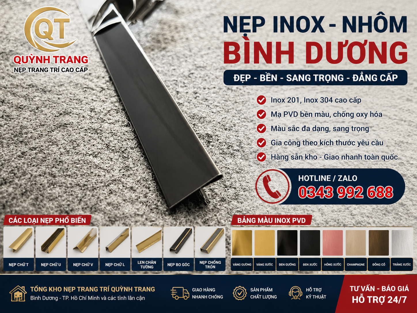nẹp inox nhôm bình dương quỳnh trang