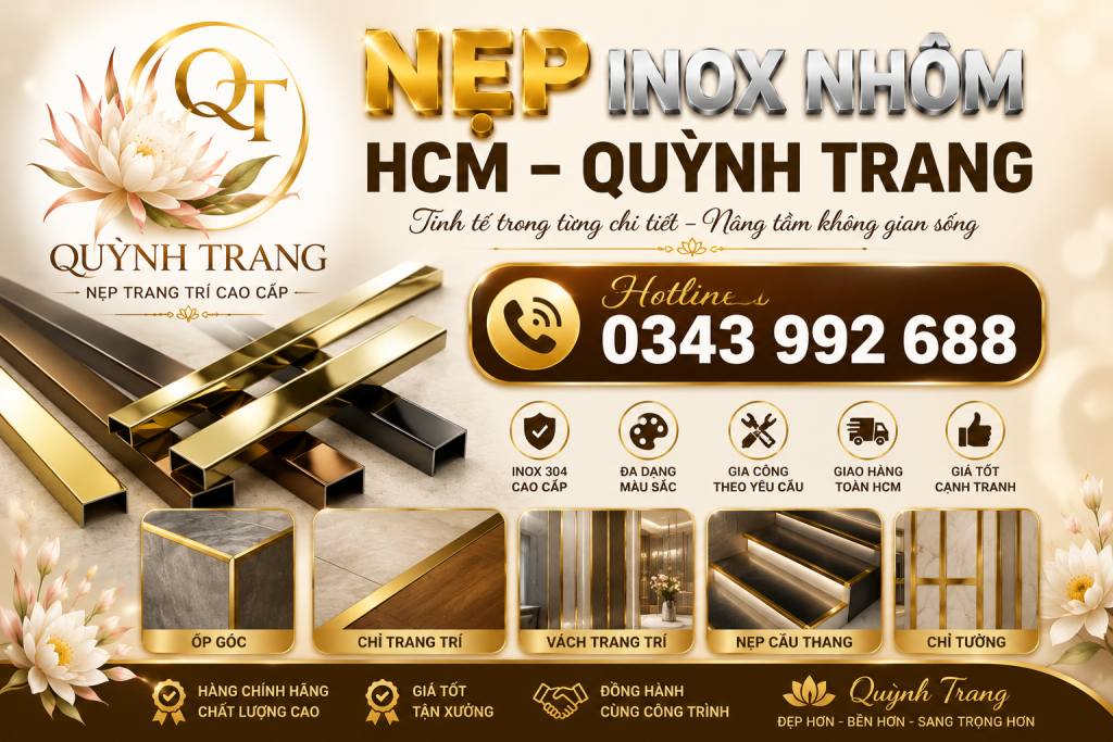 Nẹp Inox Nhôm Hồ Chí Minh Quỳnh Trang – Tổng Kho Nẹp Trang Trí Cao Cấp Giá Tốt Tại TP.HCM