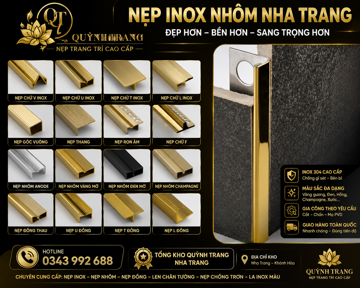 nẹp inox nhôm quỳnh trang nha trang 1