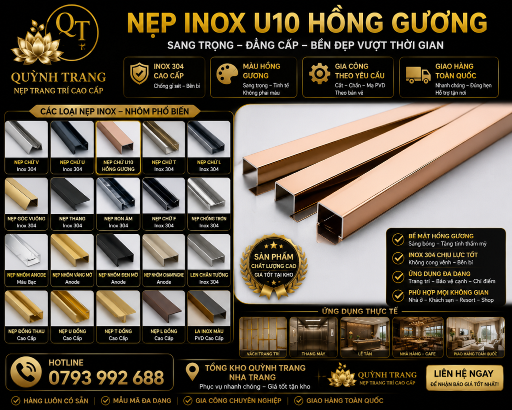 nẹp inox nhôm Chống ăn mòn môi trường biển
