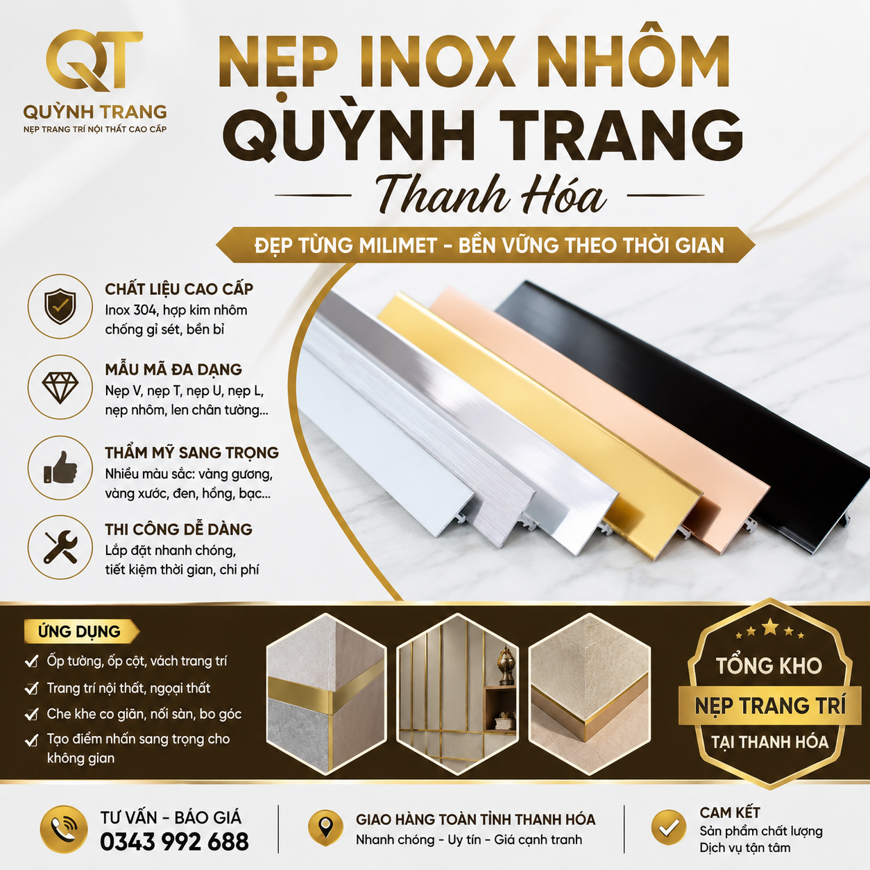 nẹp inox nhôm quỳnh trang thanh hóa 1