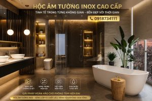 Kệ Inox Âm Tường Màu Đồng Xước 1
