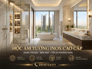 Kệ Inox Âm Tường Màu Đồng Xước 3
